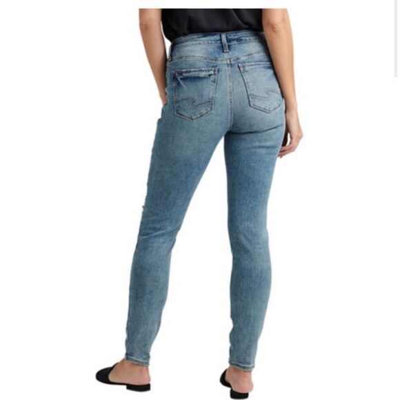NWT -SILVER JEANS CO- ELYSE SKINNY JEANS (HIGH RISE) 24W x 29L DISTRESSED - Picture 2 of 8
